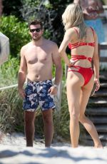 SOFIJA MILOSEVIC in Bikini and Adem Ljajic on the Beach in Miami 02/14/2018