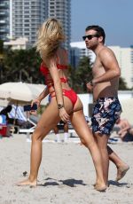 SOFIJA MILOSEVIC in Bikini and Adem Ljajic on the Beach in Miami 02/14/2018