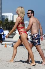SOFIJA MILOSEVIC in Bikini and Adem Ljajic on the Beach in Miami 02/14/2018