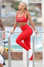 TAMMY HEMBROW in Tights on the Set of a Photoshoot at Bondi Beach 02/02/2018