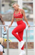 TAMMY HEMBROW in Tights on the Set of a Photoshoot at Bondi Beach 02/02/2018