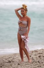 TRACY ANDERSON in Swimsuit on the Beach in Miami 02/23/2018