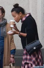 ZOE SALDANA Leaved a Studio in Los Angeles 02/19/2018
