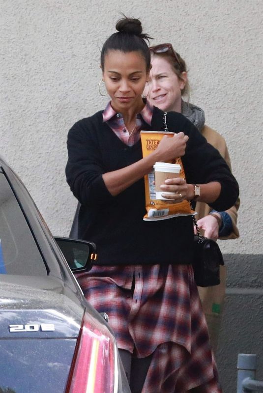 ZOE SALDANA Leaved a Studio in Los Angeles 02/19/2018
