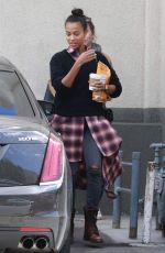 ZOE SALDANA Leaved a Studio in Los Angeles 02/19/2018