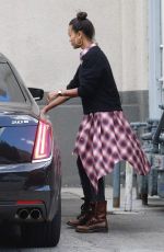 ZOE SALDANA Leaved a Studio in Los Angeles 02/19/2018