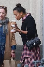 ZOE SALDANA Leaved a Studio in Los Angeles 02/19/2018