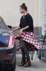 ZOE SALDANA Leaved a Studio in Los Angeles 02/19/2018