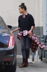 ZOE SALDANA Leaved a Studio in Los Angeles 02/19/2018