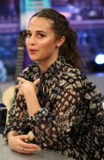 ALICIA VIKANDER at El Hormiguero TV Show in Madrid 03/15/2018