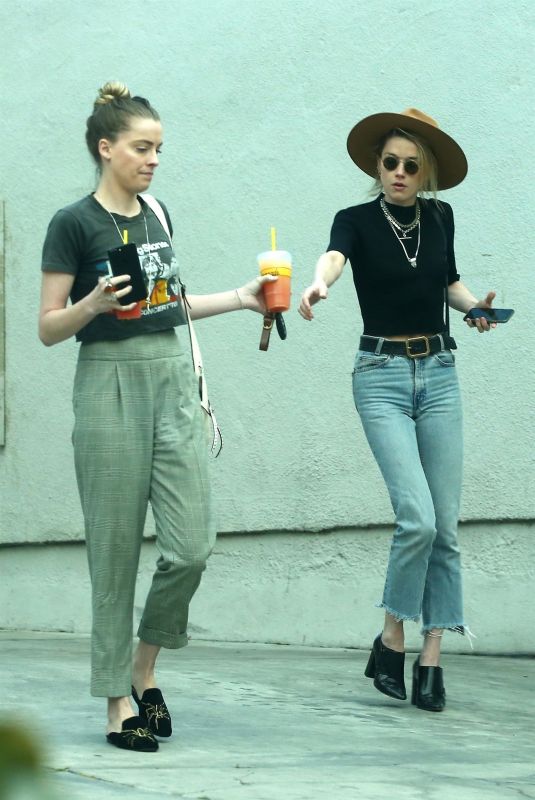 AMBER and WHITNEY HEARD Out for Lunch in Los Angeles 03/12/2018