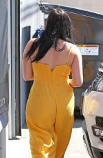 ARIEL WINTER in Yellow Jumpsuit at a Studio in Los Angeles 03/29/2018