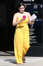 ARIEL WINTER in Yellow Jumpsuit at a Studio in Los Angeles 03/29/2018