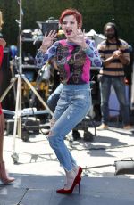 BELLA THORNE on the Set of Extra in Studio City 03/27/2018