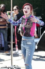 BELLA THORNE on the Set of Extra in Studio City 03/27/2018