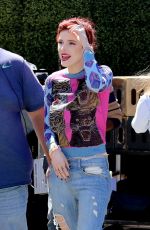 BELLA THORNE on the Set of Extra in Studio City 03/27/2018