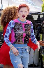 BELLA THORNE on the Set of Extra in Studio City 03/27/2018
