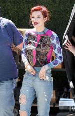 BELLA THORNE on the Set of Extra in Studio City 03/27/2018