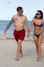 BRE TIESI in Bikini and Johnny Manziel at a Beach in Miami 03/01/2018