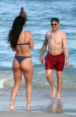 BRE TIESI in Bikini and Johnny Manziel at a Beach in Miami 03/01/2018