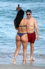 BRE TIESI in Bikini and Johnny Manziel at a Beach in Miami 03/01/2018