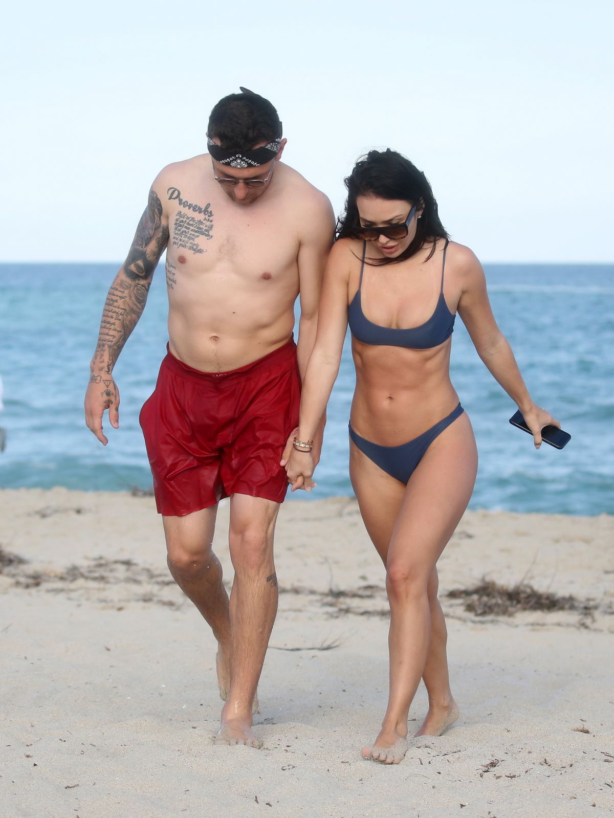 Bre Tiesi In Bikini And Johnny Manziel At A Beach In Miami