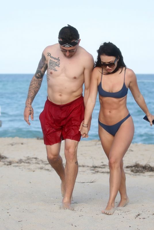 BRE TIESI in Bikini and Johnny Manziel at a Beach in Miami 03/01/2018