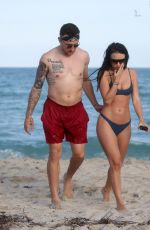 BRE TIESI in Bikini and Johnny Manziel at a Beach in Miami 03/01/2018