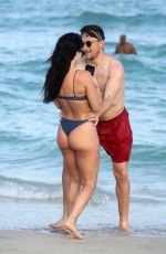 BRE TIESI in Bikini and Johnny Manziel at a Beach in Miami 03/01/2018