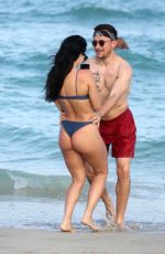 BRE TIESI in Bikini and Johnny Manziel at a Beach in Miami 03/01/2018