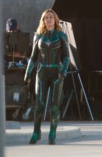 BRIE LARSON on the Set of Captain Marvel in Los Angeles 03/19/2018