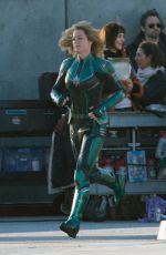 BRIE LARSON on the Set of Captain Marvel in Los Angeles 03/19/2018