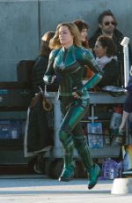 BRIE LARSON on the Set of Captain Marvel in Los Angeles 03/19/2018