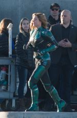 BRIE LARSON on the Set of Captain Marvel in Los Angeles 03/19/2018