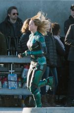 BRIE LARSON on the Set of Captain Marvel in Los Angeles 03/19/2018