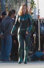 BRIE LARSON on the Set of Captain Marvel in Los Angeles 03/19/2018