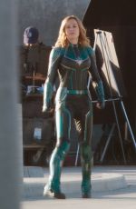 BRIE LARSON on the Set of Captain Marvel in Los Angeles 03/19/2018
