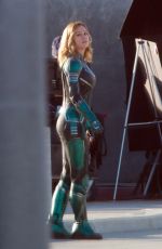BRIE LARSON on the Set of Captain Marvel in Los Angeles 03/19/2018