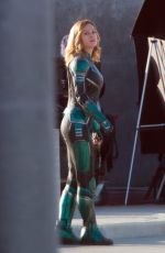 BRIE LARSON on the Set of Captain Marvel in Los Angeles 03/19/2018
