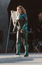 BRIE LARSON on the Set of Captain Marvel in Los Angeles 03/19/2018