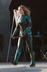 BRIE LARSON on the Set of Captain Marvel in Los Angeles 03/19/2018