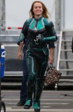 BRIE LARSON on the Set of Captain Marvel in Los Angeles 03/23/2018