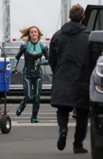 BRIE LARSON on the Set of Captain Marvel in Los Angeles 03/23/2018