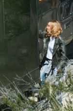 BRIE LARSON on the Set of Captain Marvel in Los Angeles 03/26/2018