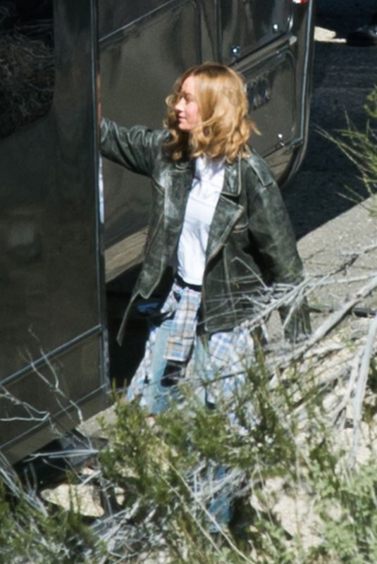 BRIE LARSON on the Set of Captain Marvel in Los Angeles 03/26/2018