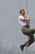 BRIE LARSON on the Set of Captain Marvel in Los Angeles 03/29/2018