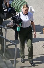 BRIE LARSON on the Set of Captain Marvel in Los Angeles 03/29/2018