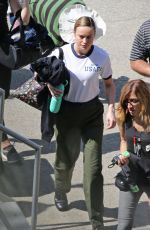 BRIE LARSON on the Set of Captain Marvel in Los Angeles 03/29/2018
