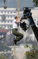 BRIE LARSON on the Set of Captain Marvel in Los Angeles 03/29/2018