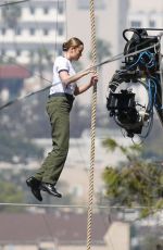 BRIE LARSON on the Set of Captain Marvel in Los Angeles 03/29/2018